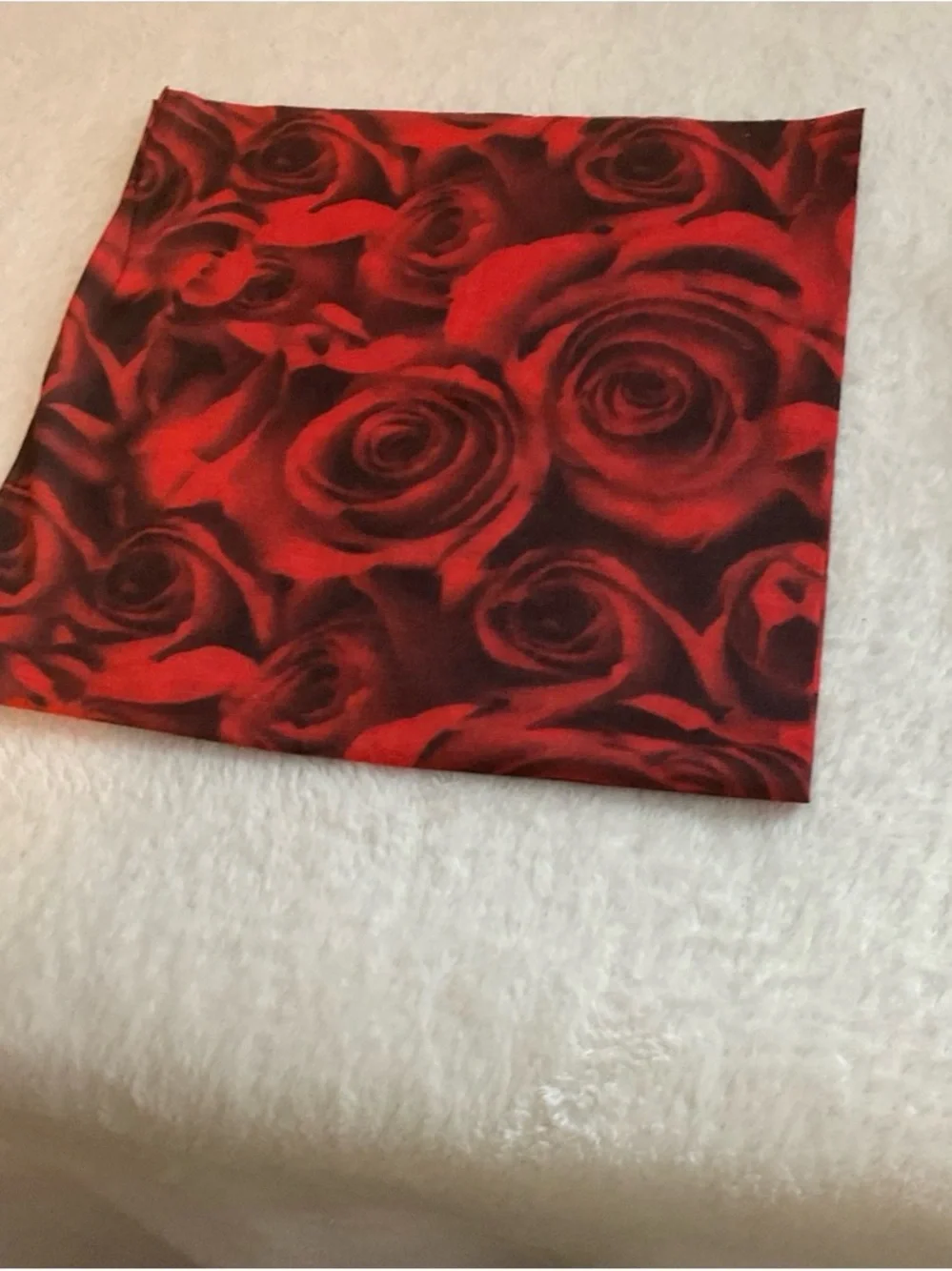 Red Rose Print Women's Square Scarf